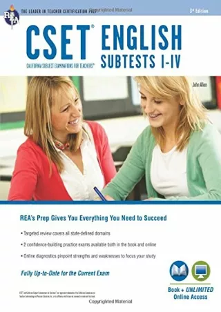 CSET English Subtests I IV Book  Online CSET Teacher Certification Test Prep