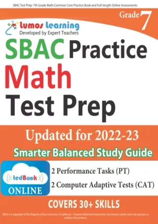 SBAC Test Prep 7th Grade Math Common Core Practice Book and Full length
