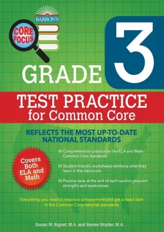 Core Focus Grade 3 Test Practice for Common Core Barron s Test Prep
