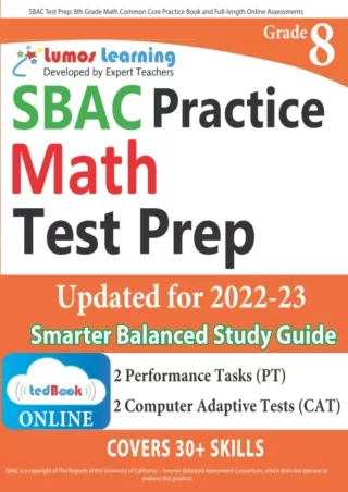 SBAC Test Prep 8th Grade Math Common Core Practice Book and Full length