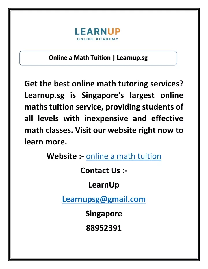 online a math tuition learnup sg