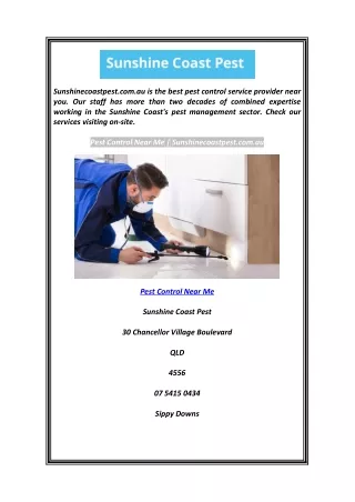 Pest Control Near Me  Sunshinecoastpest.com.au