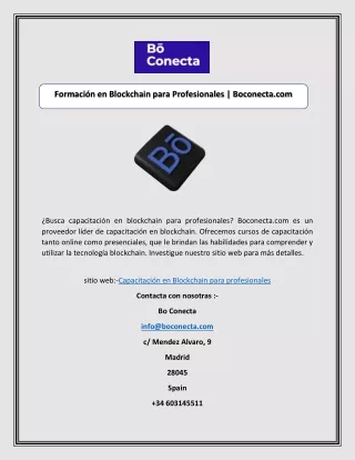 Formación en Blockchain para Profesionales | Boconecta.com