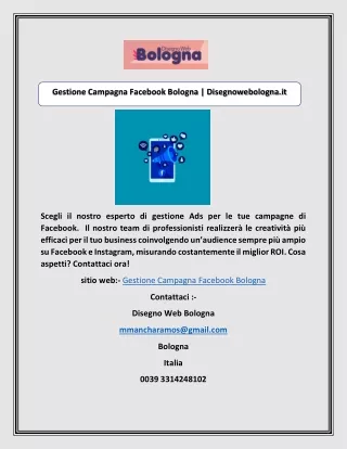Gestione Campagna Facebook Bologna | Disegnowebologna.it