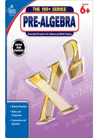 Carson Dellosa  Pre Algebra Workbook  6th–8th Grade 128pgs The 100 Series™