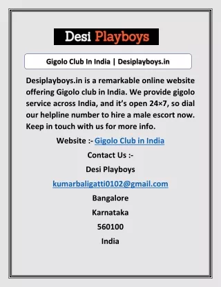 Gigolo Club In India | Desiplayboys.in