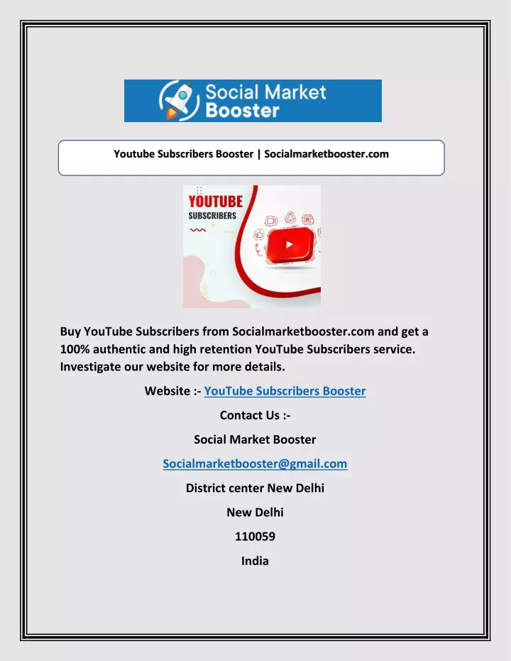 youtube subscribers booster socialmarketbooster