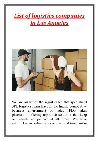 List of logistics companies in Los Angeles