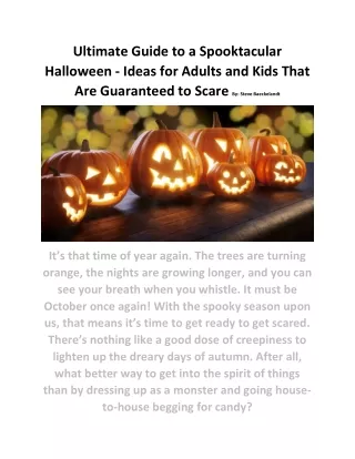 Ultimate Guide to a Spooktacular Halloween