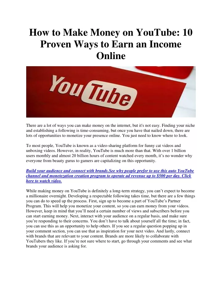 how to make money on youtube 10 proven ways
