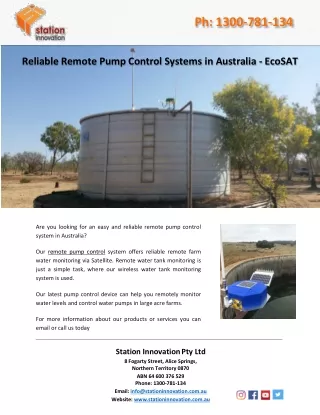 Reliable Remote Pump Control Systems in Australia - EcoSAT
