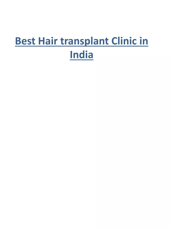 best hair transplant clinic in india