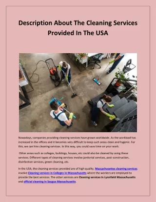 Description About The Cleaning Services Provided In The USA