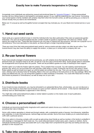 How to make Funeraria economical in Chicago