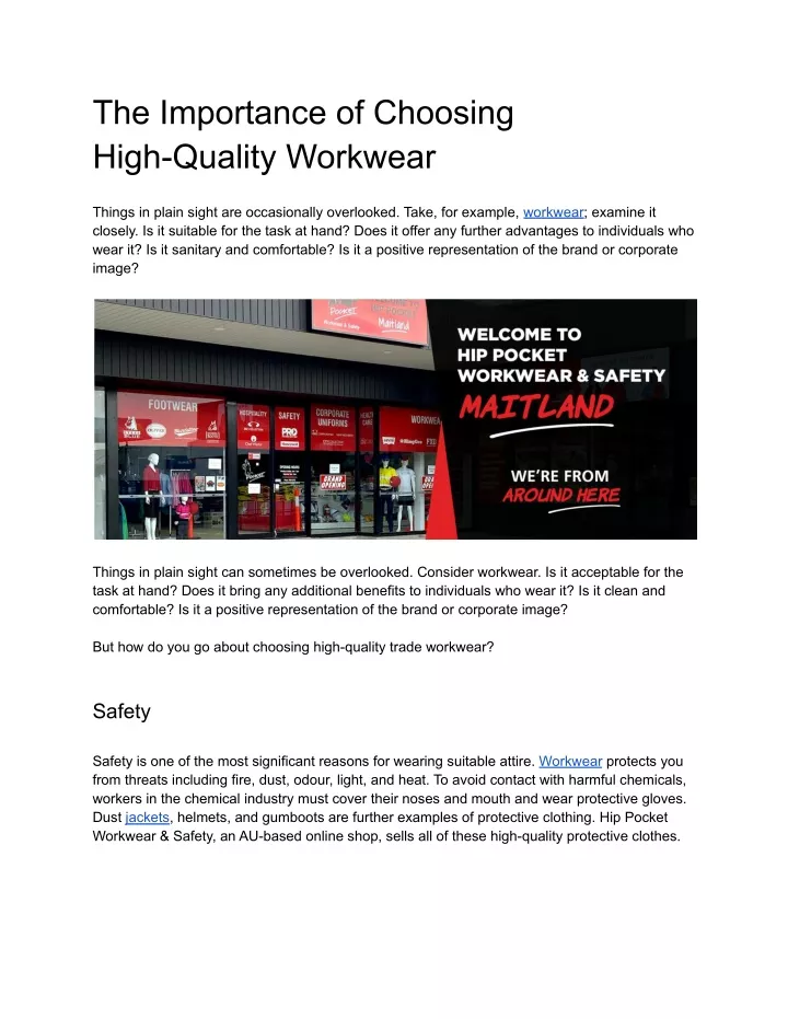 the importance of choosing high quality workwear