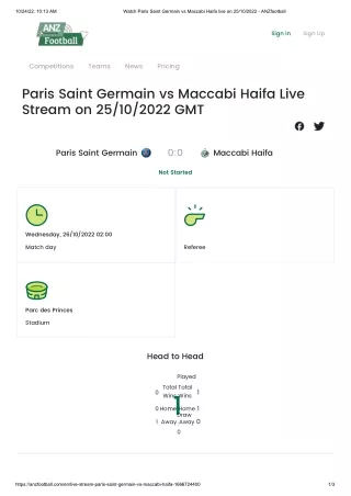 Watch Paris Saint Germain vs Maccabi Haifa live on 25_10_2022 - ANZfootball