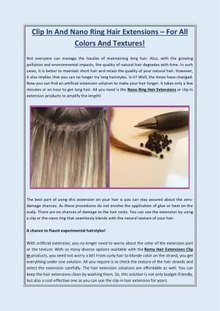 Clip In And Nano Ring Hair Extensions – For All Colors And Textures!