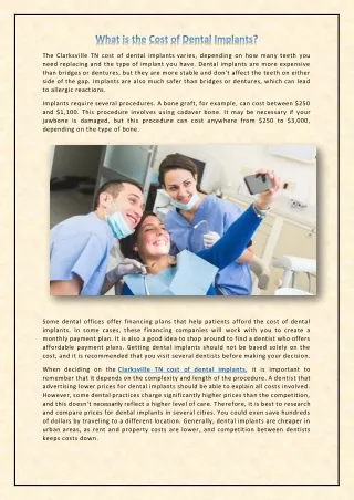 the clarksville tn cost of dental implants varies