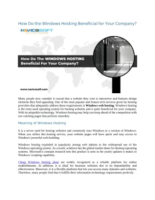 how do the windows hosting beneficial for your