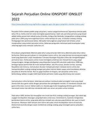 Sejarah Perjudian Online IDNSPORT IDNSLOT 2022