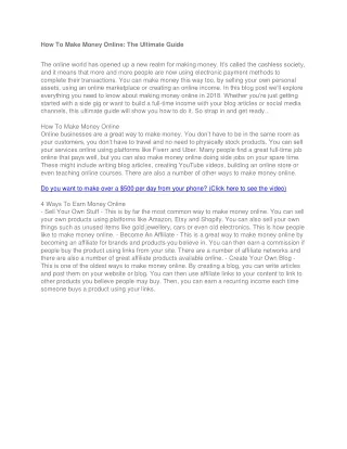 how to make money online the ultimate guide