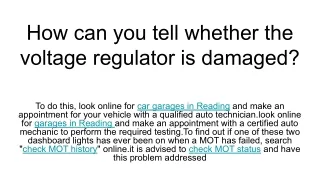 how can you tell whether the voltage regulator