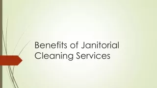 Benefits of Janitorial Cleaning Services
