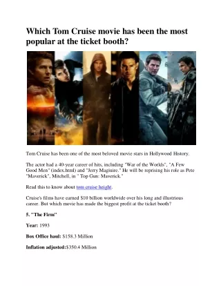 Which Tom Cruise movie has been the most popular at the ticket booth