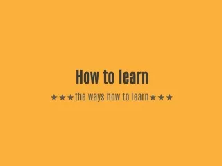 how to learn the ways how to learn