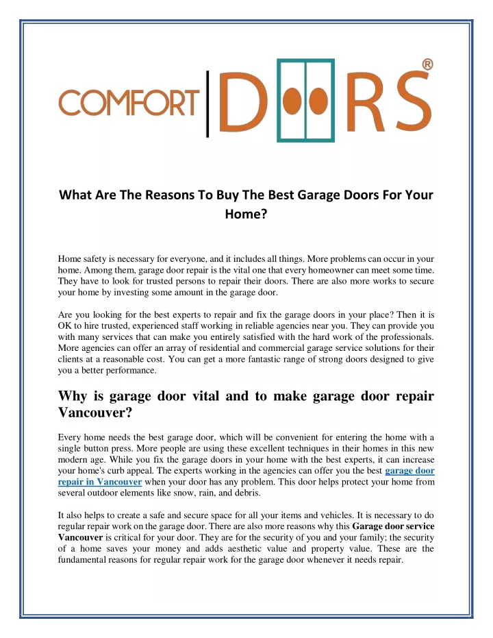 what are the reasons to buy the best garage doors