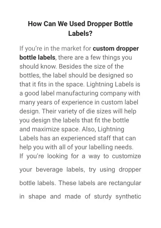 how can we used dropper bottle labels