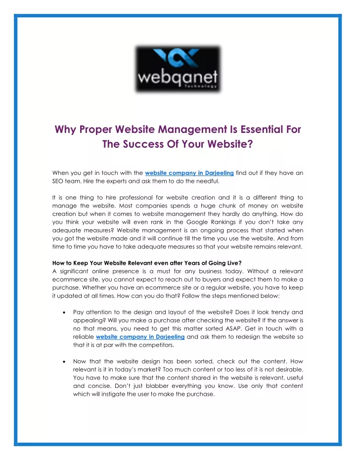 why proper website management is essential