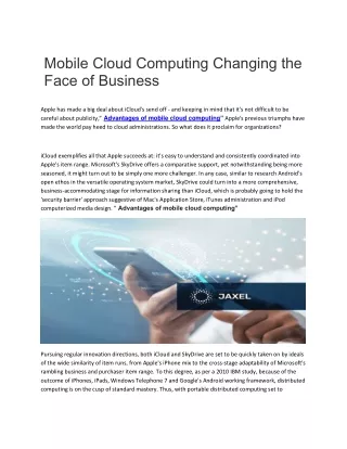advantages of mobile cloud computing