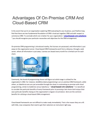 cloud based crm solutions