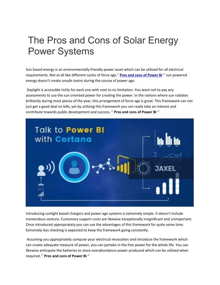 the pros and cons of solar energy power systems
