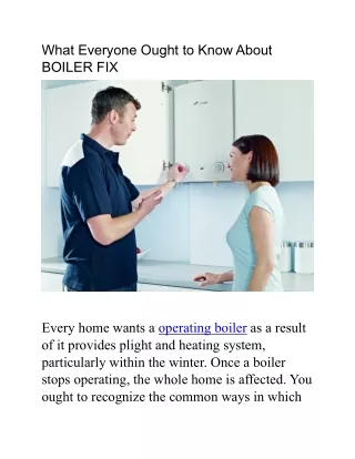 what everyone ought to know about boiler fix