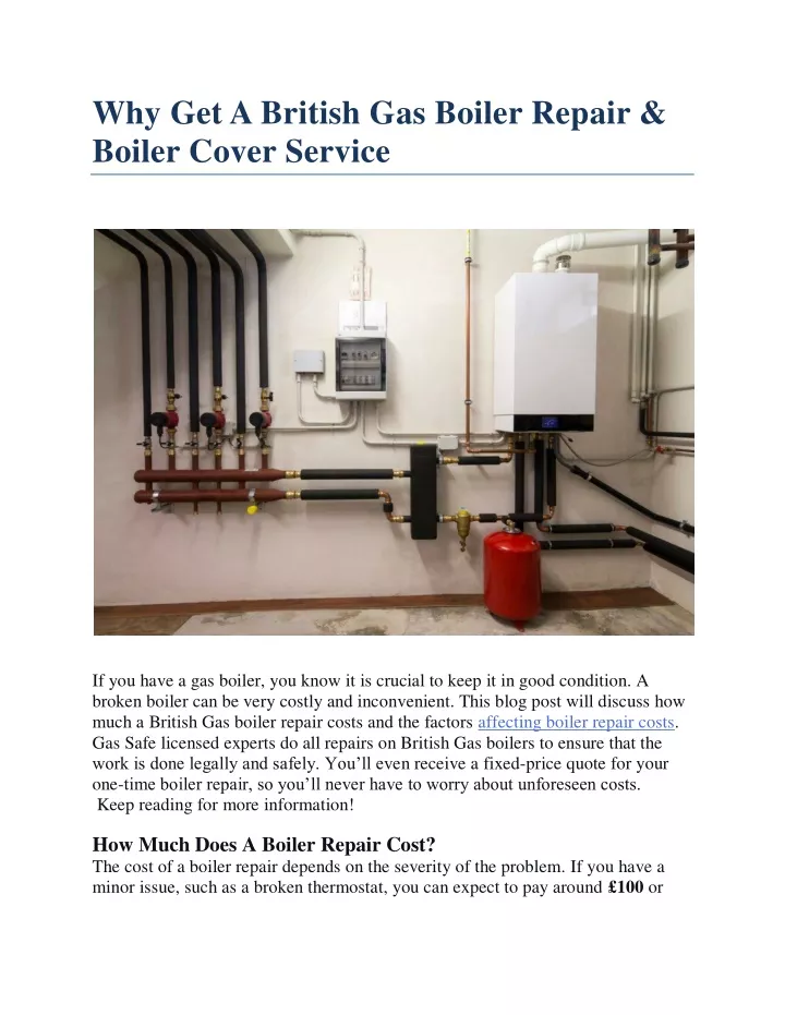 why get a british gas boiler repair boiler cover