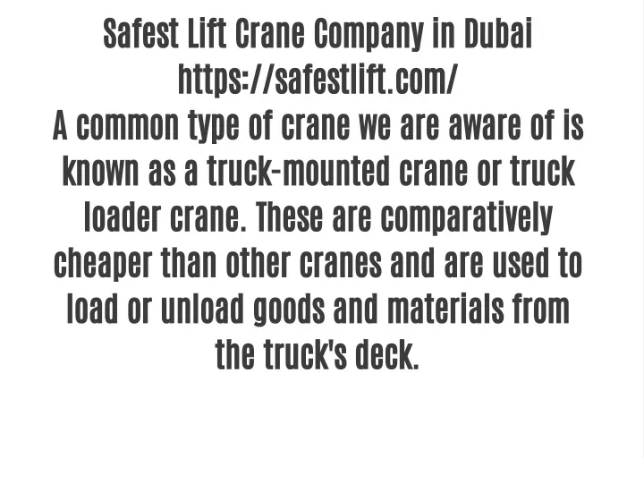 safest lift crane company in dubai https
