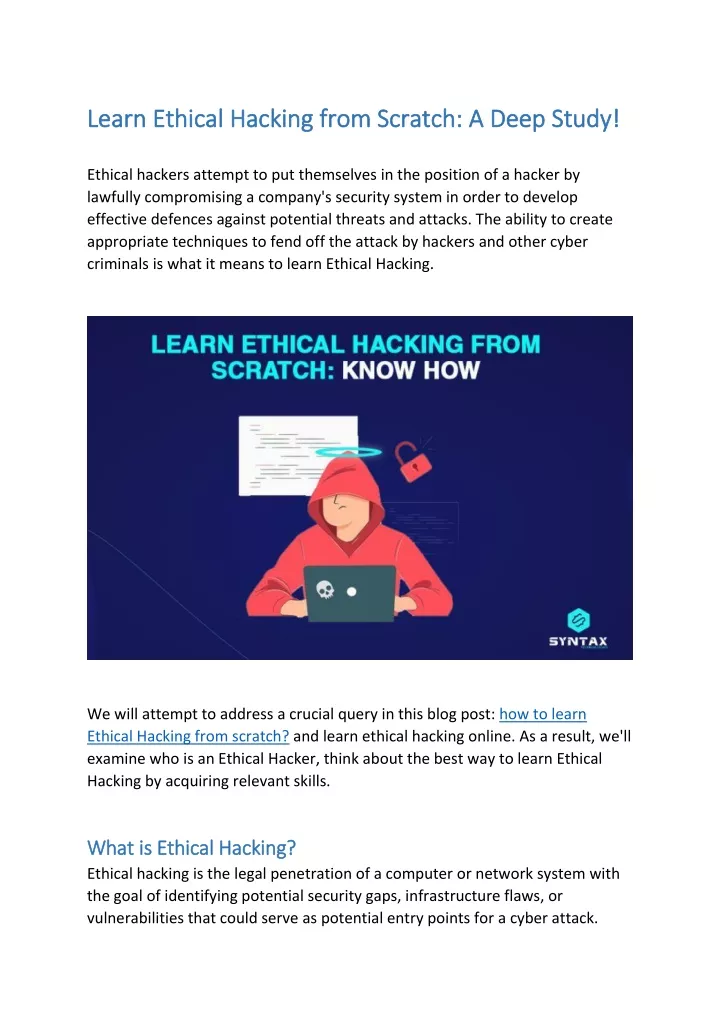 learn ethical hacking from scratch a deep study
