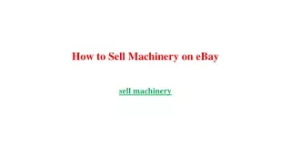 how to sell machinery on ebay