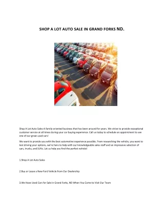 shop a lot auto sale in grand forks ND