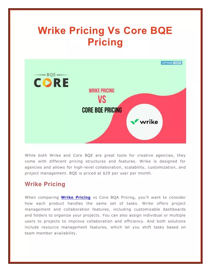 wrike pricing vs core bqe pricing