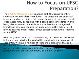how to focus on upsc preparation