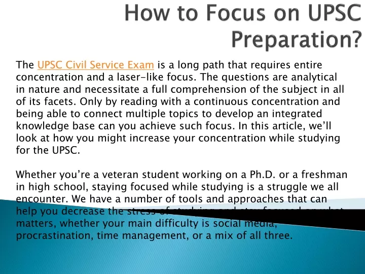 how to focus on upsc preparation