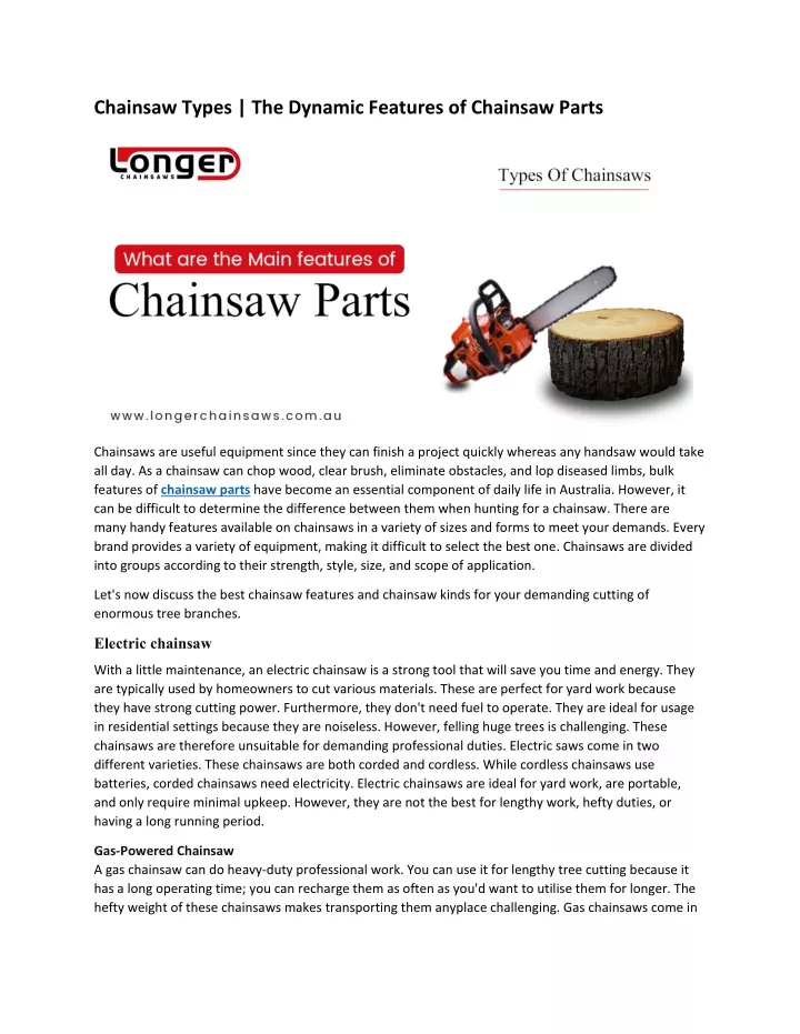 chainsaw types the dynamic features of chainsaw