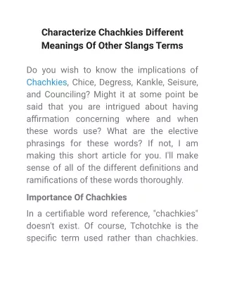 Characterize Chachkies Different Meanings Of Other Slangs Terms