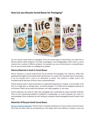 how can you recycle cereal boxes for packaging