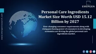 Personal Care Ingredients Market Revenue Analysis, PEST, Region by 2027