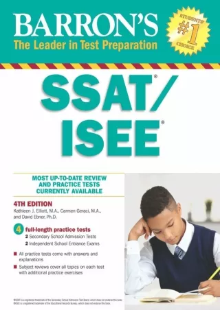 SSAT ISEE High School Entrance Examinations Barron s Test Prep