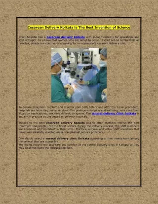 Cesarean Delivery Kolkata is The Best Invention of Science
